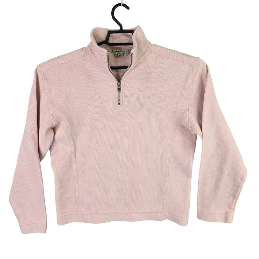 Womens Tommy Bahama Pink 1/4 Zip Pullover Sweatshirt Cotton Stretch Size L
